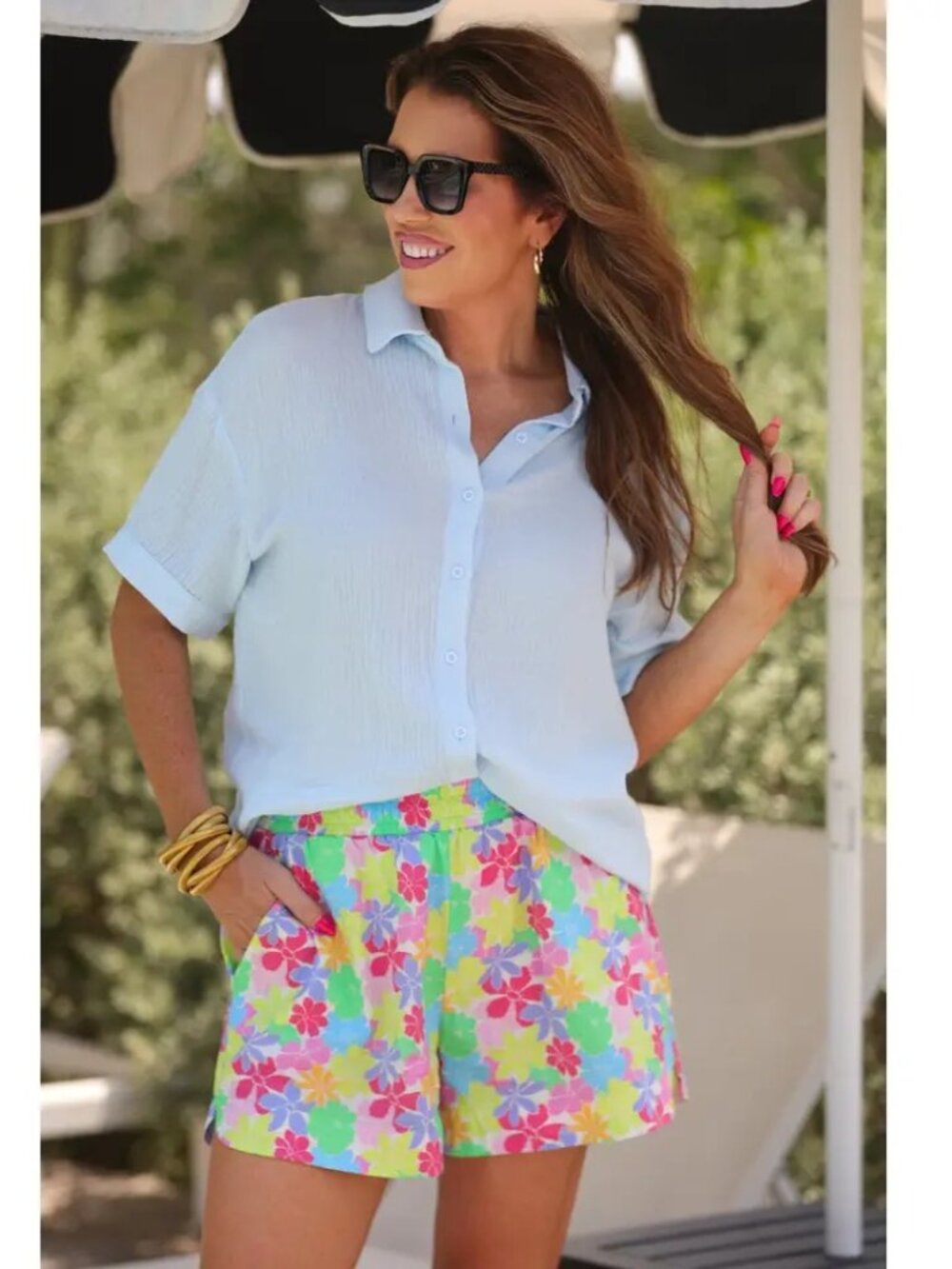 Jess Lea Tropical Casual Outing Shorts, Multi Floral